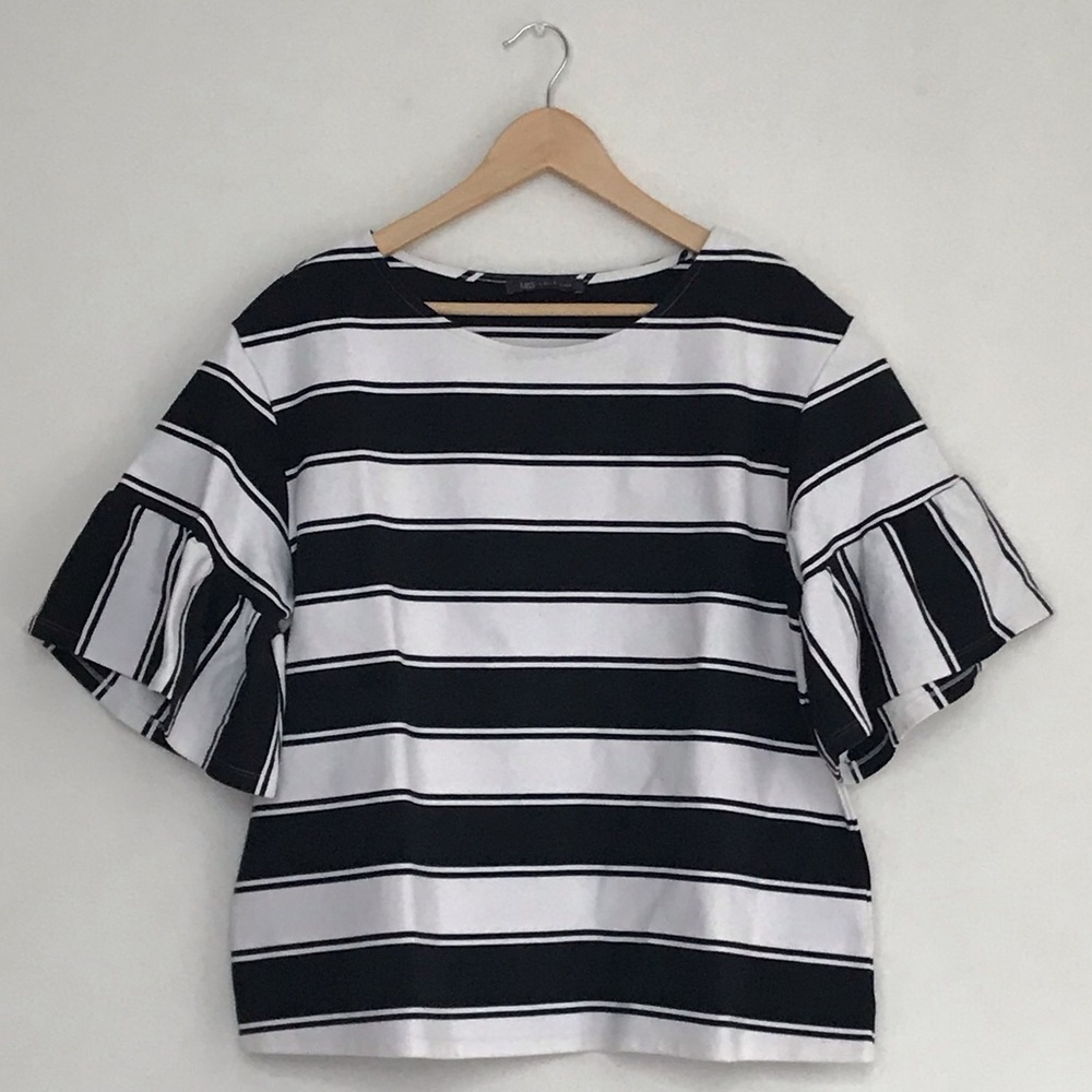M&S Collection | Black & cream striped top | UK 18
